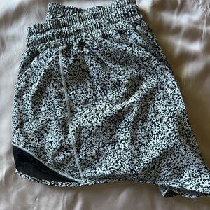 Lululemon Athletica Black and White Floral Running Shorts